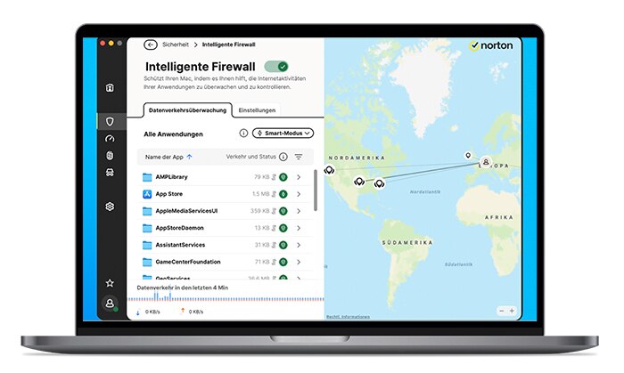 Abbildung: Meldung "Norton-Sicherheit nicht eingerichtet" auf einem MacBook